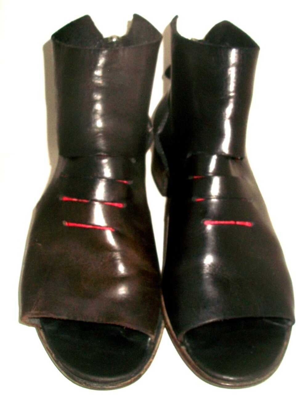 MOMA Italy Handmade Dark Brown Leather Rear-Zip Sandal Booties